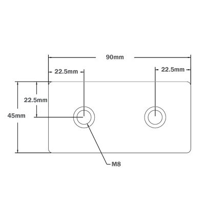 32-4590W-0 MODULAR SOLUTIONS FOOT & CASTER CONNECTING PLATE<br>45MM X 90MM FLAT NO HOLES